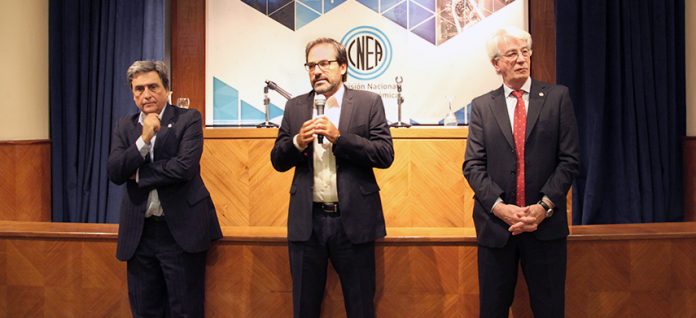 Alberto Lamagna, el subsecretario Julián Gadaño y Osvaldo Calzetta Larrieu.